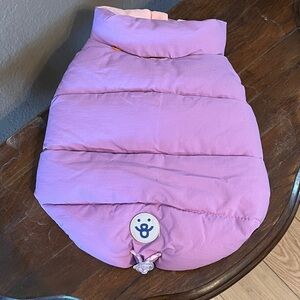 Puffer dog jacket, purple and pink, XS, like new.